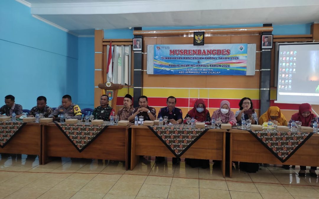 MUSYAWARAH RENCANA PEMBANGUNAN DESA (MUSRENBANGDES) DESA TRITIH WETAN KECAMATAN JERUKLEGI KABUPATEN CILACAP TAHUN 2023 : “MASYARAKAT BERSATU WUJUDKAN KEMAJUAN”